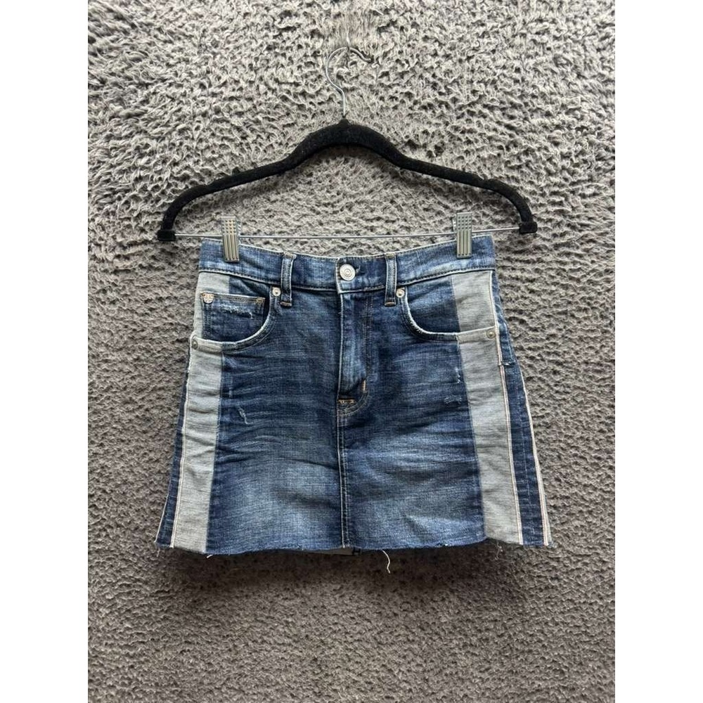 Hudson The‎ Viper Selvedge Denim Raw Hem Mini Skirt Rip Love Womens Size 26